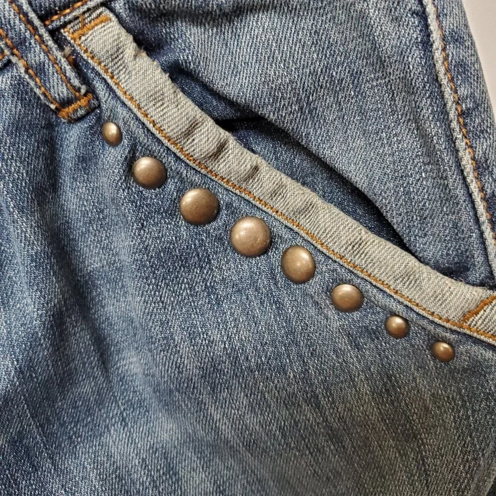 Bootcut embroidered floral studded unique jeans embellished